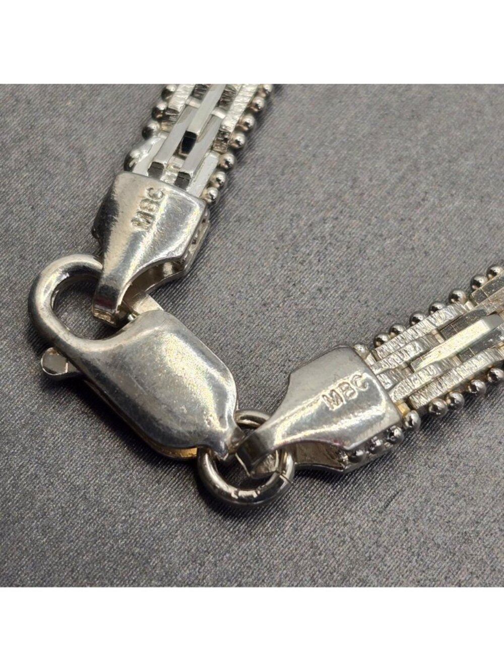 Sterling Silver Woven Link Necklace 18" 5mm Chain Signed MBC Italy 28g - Picture 10 of 12